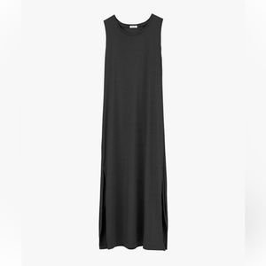 Cuyana Black Drape Back Dress | Pima Cotton